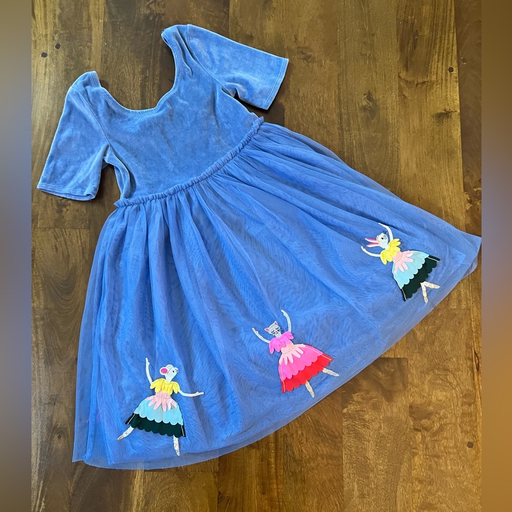 Mini Boden Blue Velvet Tulle Nutcracker Dress Size 7-8